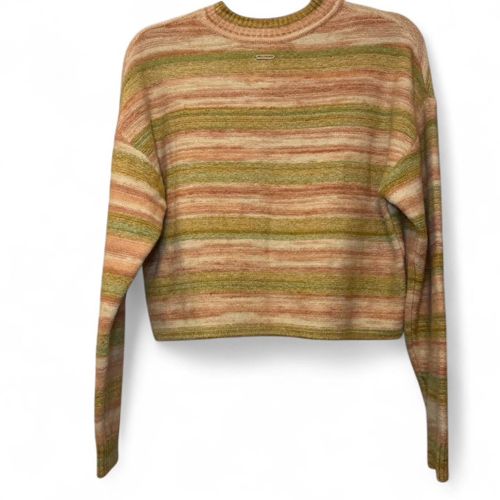 NEW Billabong Retro 70s Pink Sunset Stripped Crop Knit Jumper Sweater — MEDIUM - Picture 3 of 7
